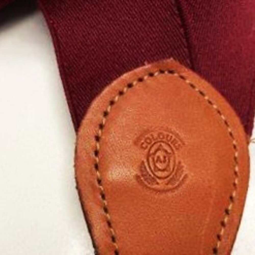 NWT VTG COLOURS ALEXANDER JULIAN SUSPENDERS BURGUNDY WITH TAN LEATHER ENDS